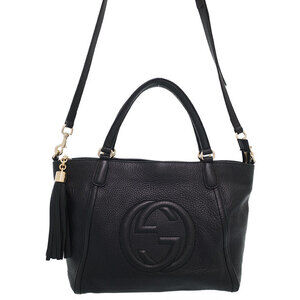 Gucci Soho grained leather top handle bag 2way tote shoulder bag